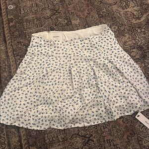 Reformation Jeanne White and Blue Floral Mini Skirt
